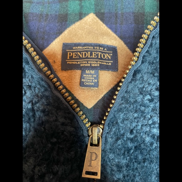 Pendleton Blue Fuzzy Zip Up Jacket XL - Picture 14 of 15